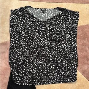 INC International Concepts Black and White Blouse with Versatile Style